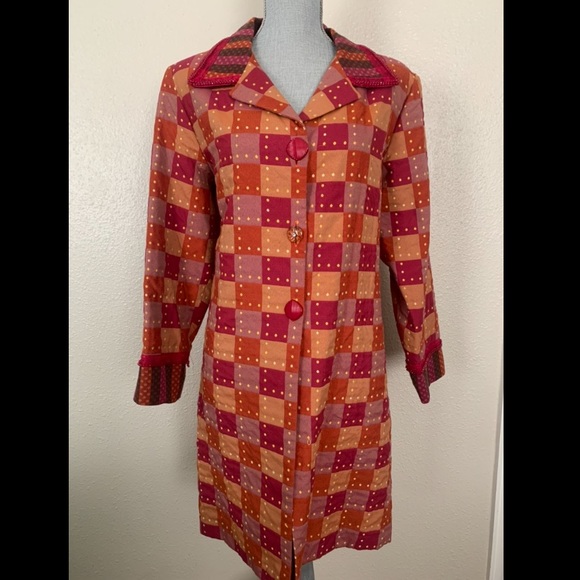 Taylor G Long Coat Jacket Orange Brown Pink Yellow - Picture 13 of 14